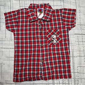 Vintage Snoppy Plaid  Button Down Shirt Size 18M